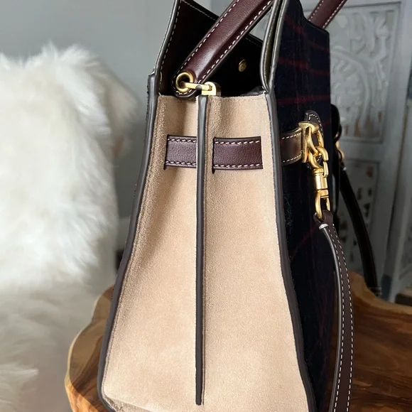 Tory Burch Lee Radziwill Double Bag Plaid Satchel - Picture 7 of 11